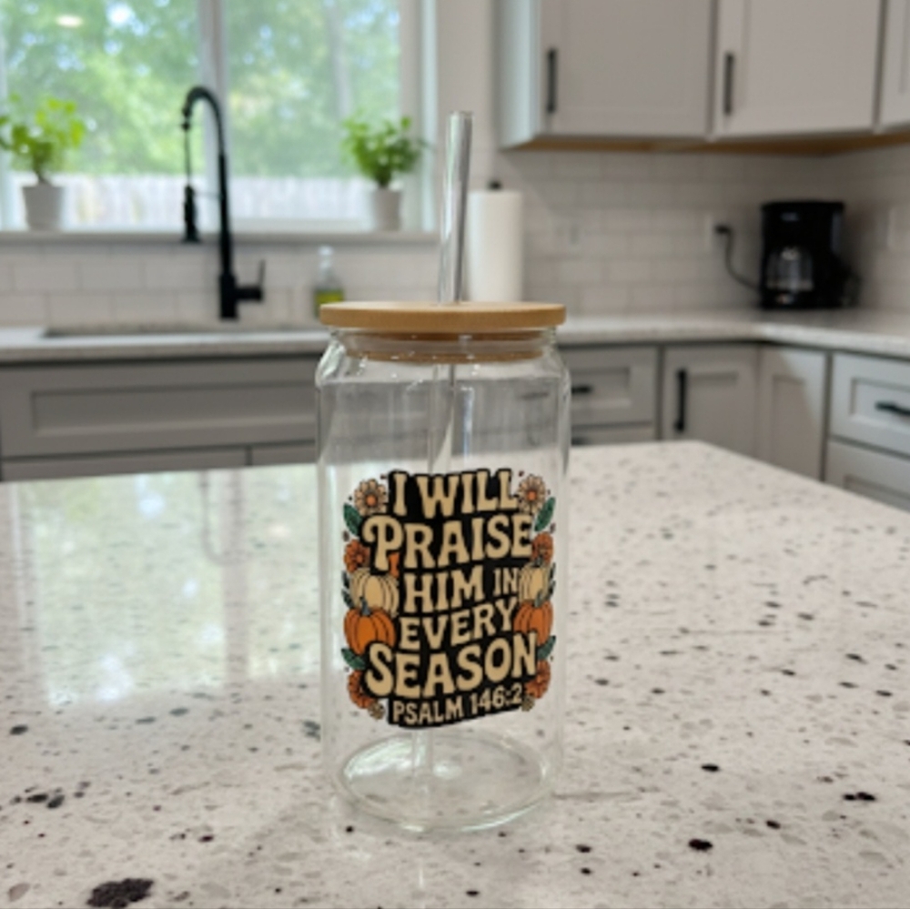 16oz Glass Tumbler with Straw